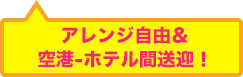 アレンジ自由&空港-ホテル間送迎!